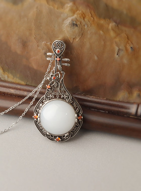 S925银复古做旧琵琶吊坠