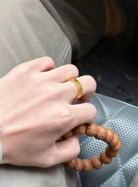 古法金包银素圈戒指男女对戒指环