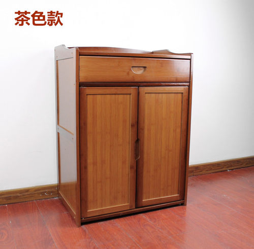 竹制茶水柜非实木餐边柜厨房柜碗柜微波炉餐厅置物柜阳台储物柜子 - 图1