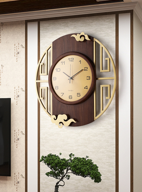 【黄铜+胡桃木】新中式静音挂钟