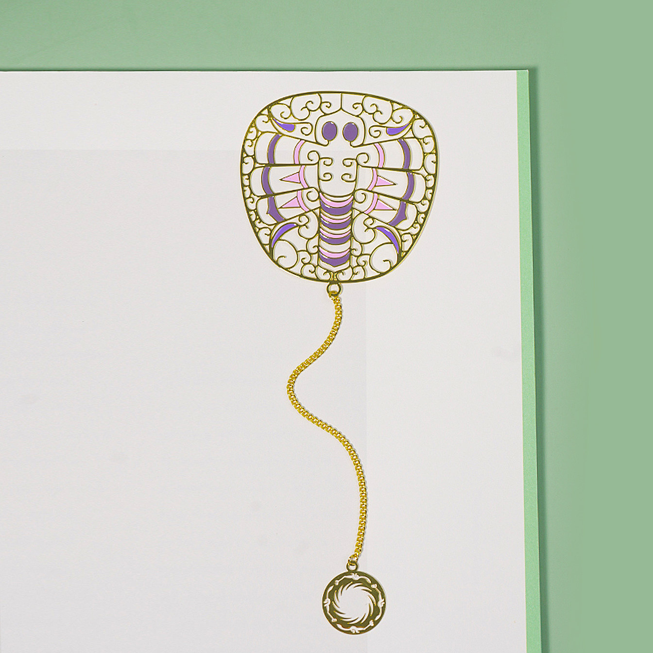 成都金沙遗址博物馆昆虫纹玉牌黄铜彩绘镂空书签文创产品创意礼品