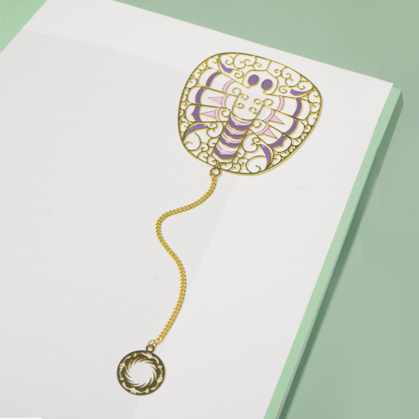 成都金沙遗址博物馆昆虫纹玉牌黄铜彩绘镂空书签文创产品创意礼品