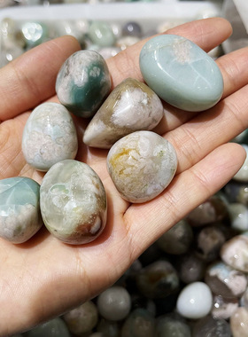 天然水晶碎石绿樱花玛瑙消磁石