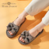 Korean style plaid couple's three-layer cloth-soled silent slippers