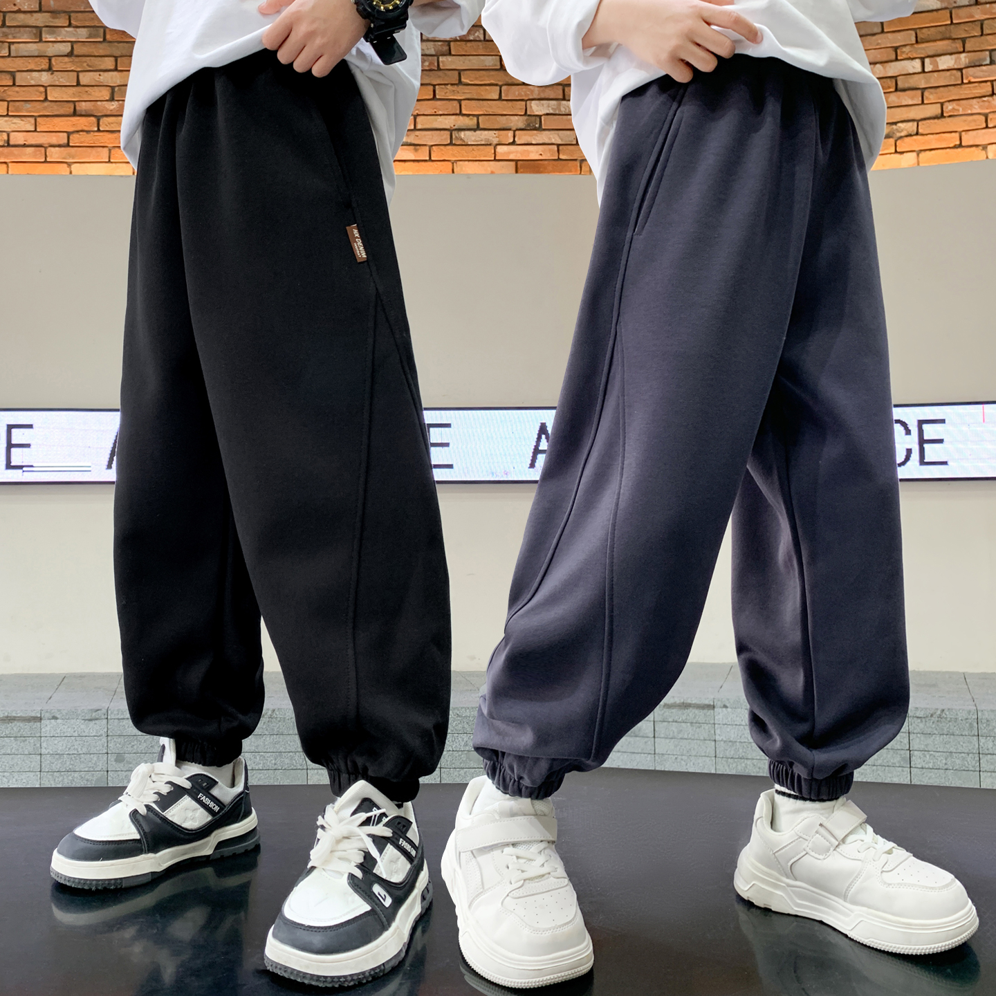 男童裤子秋冬装2025新款中大童冬季加绒儿童痞帅男孩运动卫裤厚潮 - 图2