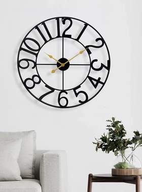 欧式装饰钟表家用复古客厅铁艺挂钟简约创意静音墙壁钟clock