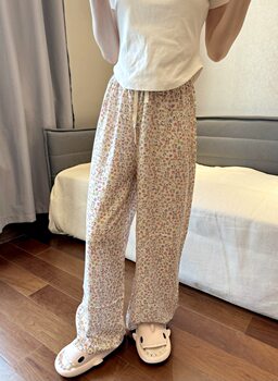 Du Xiaozhai comic ເວລາຍ່າງ pants pajama pants seaside pants ປົກກະຕິ ice silk ວ່າງຫ້ອຍ trousers ຍີ່ປຸ່ນສູງ waist ກວ້າງ pants