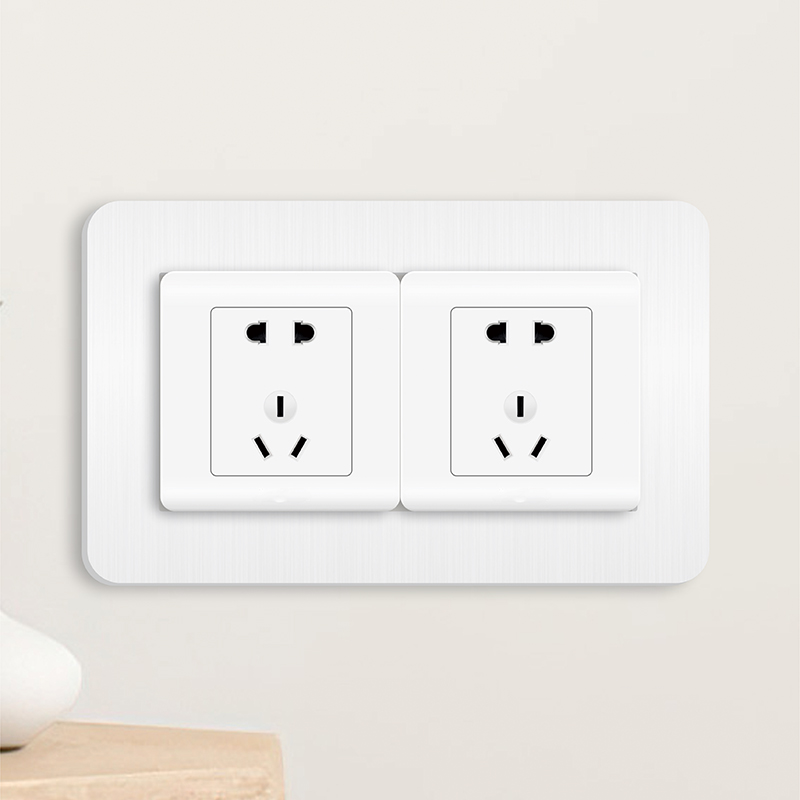 亚克力开关贴新款香槟金色开关插座面板三联插座墙壁电源插座套 - 图3