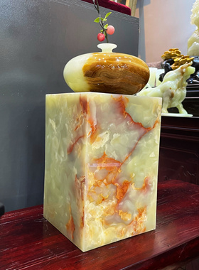 天然玉石花瓶摆件客厅玄关装饰品