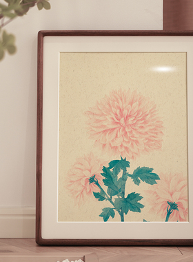 牡丹花开富贵装饰画水墨清新原木风北欧风现代日系风餐厅卧室挂画