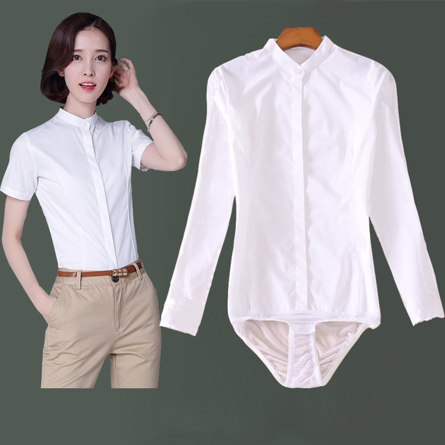Elastic one-piece slim fit interview workwear plus size shirt
