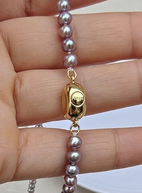 亏本出近正圆炫彩极光小米珠4-5mm天然淡水无核珍珠项链S925银