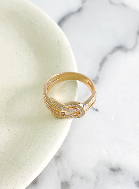 Fred斐登55号玫瑰金中号镶钻8字扣戒指 正品保真 支持鉴定