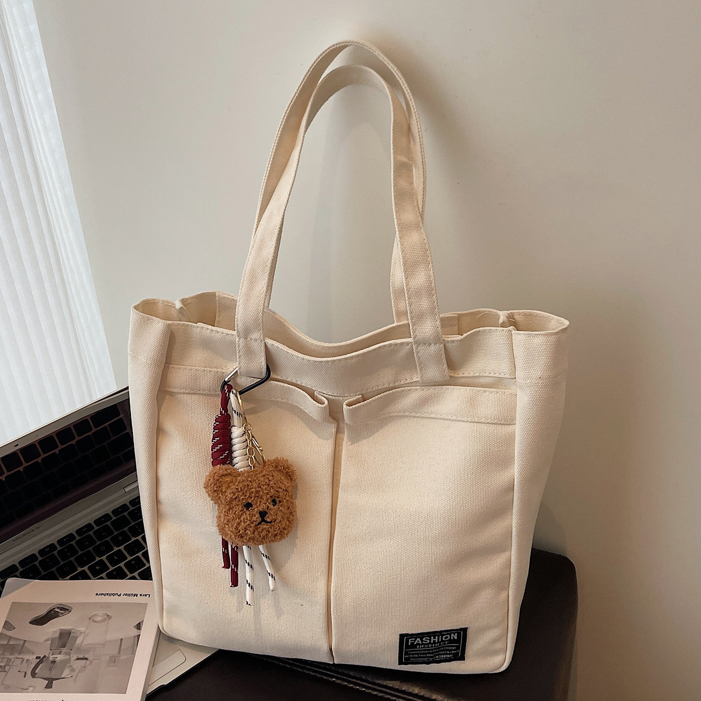 韩系ins风帆布包包女 单肩包学生党大容量旅游轻便休闲通勤托特包,淘宝优惠券,粉丝福利购,淘宝优惠卷