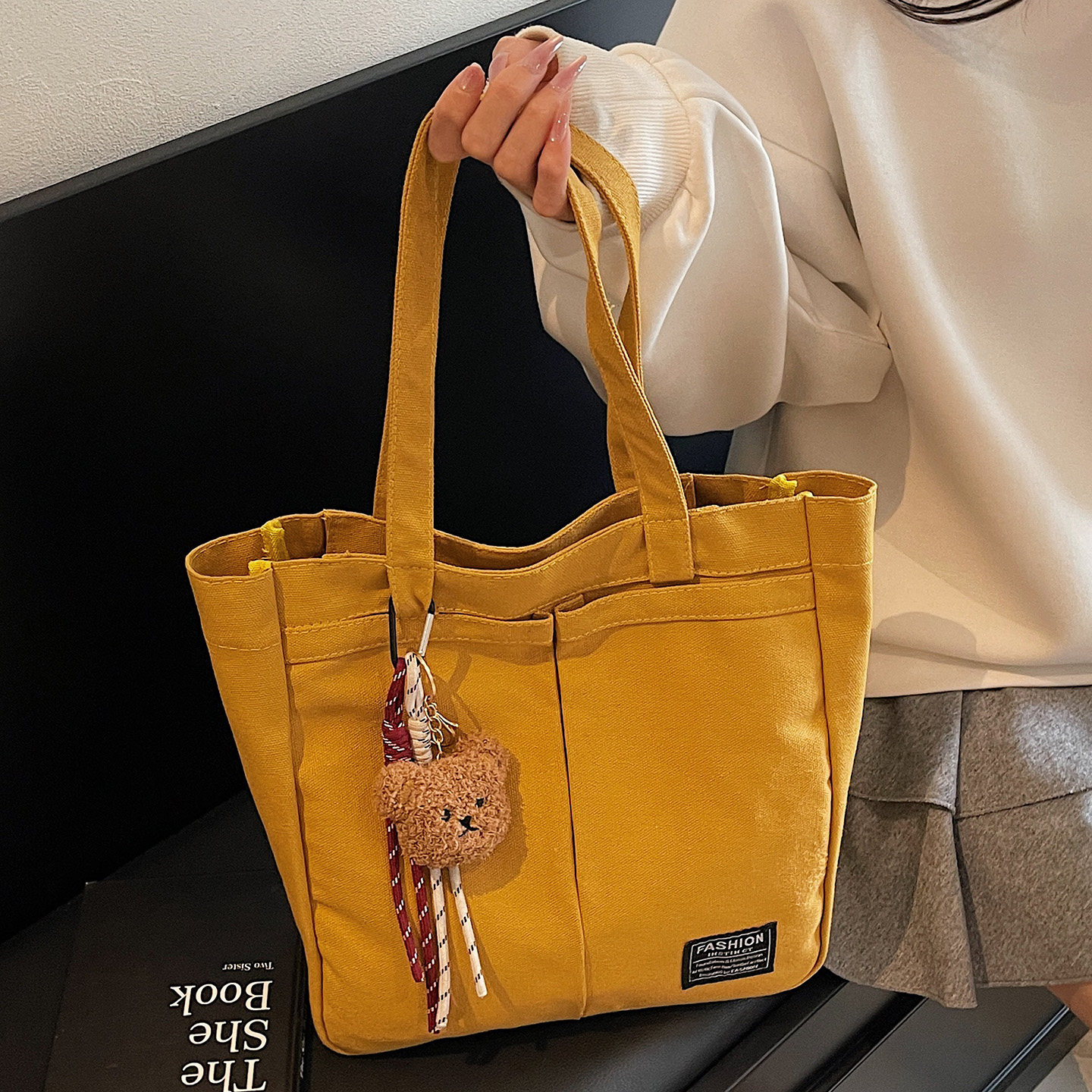 韩系ins风帆布包包女 单肩包学生党大容量旅游轻便休闲通勤托特包,淘宝优惠券,粉丝福利购,淘宝优惠卷