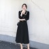 2019 phụ nữ mới mùa thu áo dài mỏng nữ màu đen là cổ áo búp bê mỏng váy tay áo bảy điểm - váy đầm chân váy ngắn váy đầm