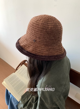 2026新款灯芯绒渔夫帽女显脸小
