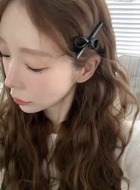 初秋韩国进口皮质蝴蝶结一字夹鸭嘴夹发夹发卡前额侧边夹子碎发卡