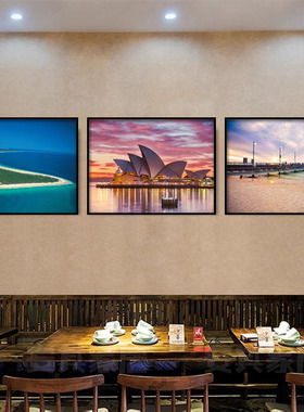 澳大利亚装饰画悉尼歌剧院墙画餐厅民宿壁画墨尔本城市酒店挂画