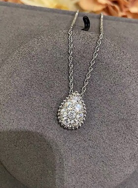 法式复中古水滴露珠镶满钻锆石镀18K金麻花项链轻奢高端小众级颈