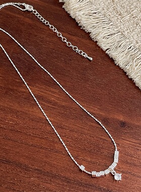 欧美复古碎冰冰银子项链水钻轻奢高端小众级设计感时尚精致锁骨颈