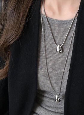 欧美复古水滴项链轻奢高端小众级设计感时尚精致锁蛇骨链2026年潮