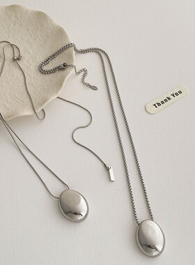 欧美复古银色钛钢水滴项链轻奢高端小众级设计感长款时尚锁骨颈链