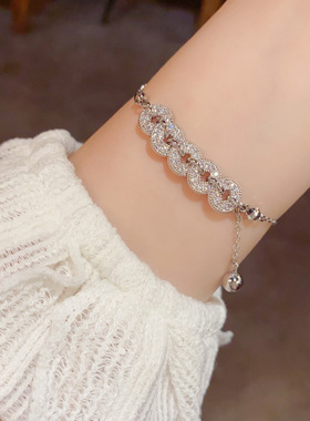 欧美复古微镶锆石碎冰冰五帝钱手链轻奢高端小众级设计感精致百搭