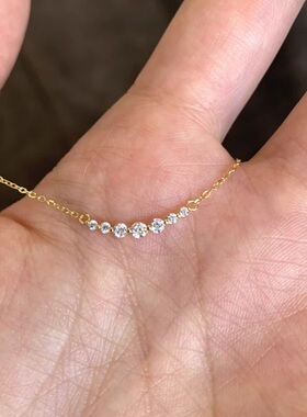 复中古7钻石镶钻微笑镀金项链轻奢高端小众级设计感精致锁骨颈链