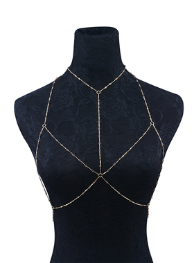 欧美银色挂脖夜店派对比基尼项链