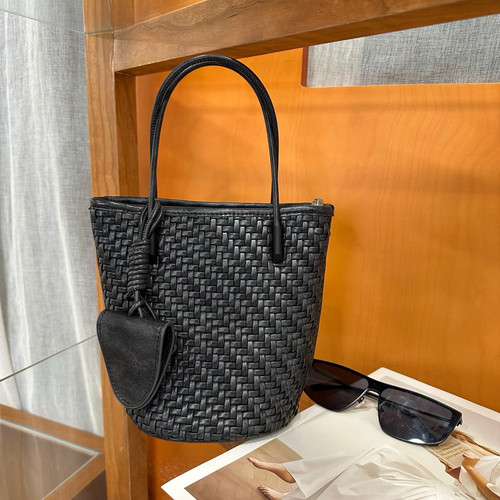 SELIN WEISS包包女新款时尚百搭手工编织女包小众手提斜挎水桶包 - 图2