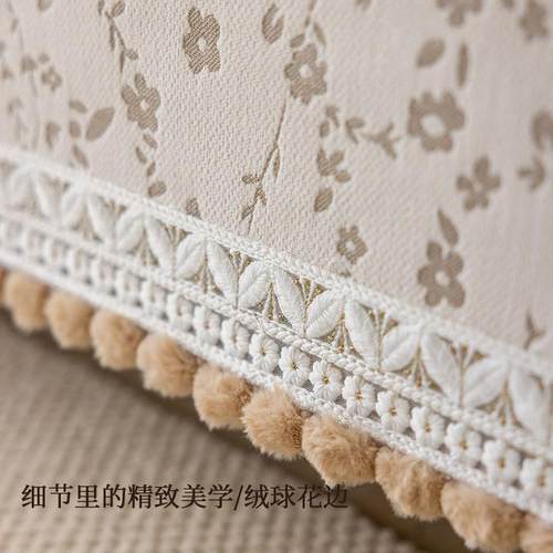 中式古典凌寒暗香沙发垫奶杏色雪尼尔四季款坐垫氛围感沙发巾定制 - 图0