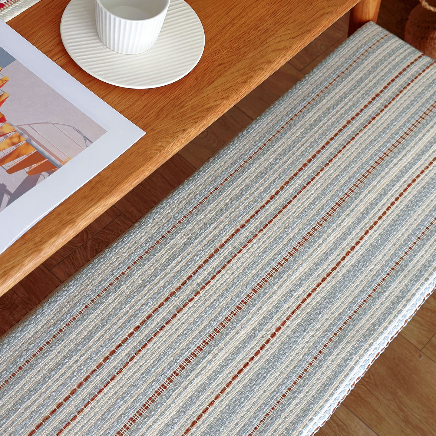 费尔岛中古风长条凳坐垫防滑坐垫多巴胺条纹提花板凳换鞋凳飘窗垫,淘宝优惠券,粉丝福利购,淘宝优惠卷