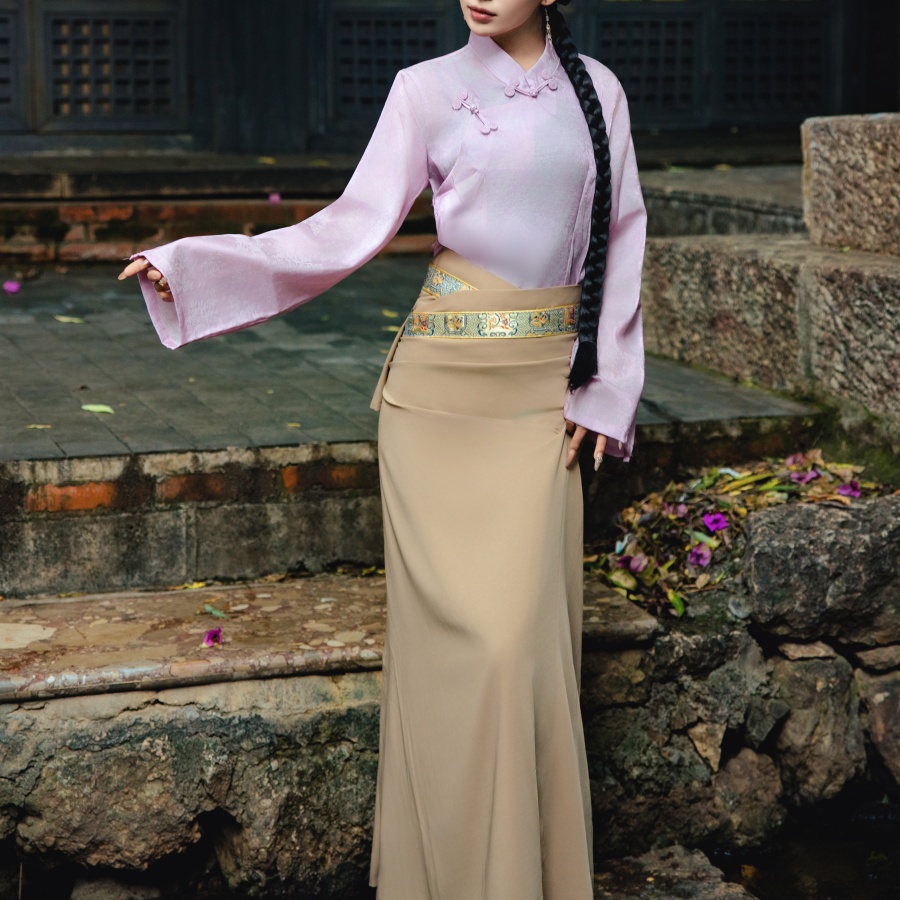 藏式新款半身裙女士锅庄藏服民族舞蹈藏族一片式锅裙藏装服装藏袍 - 图3