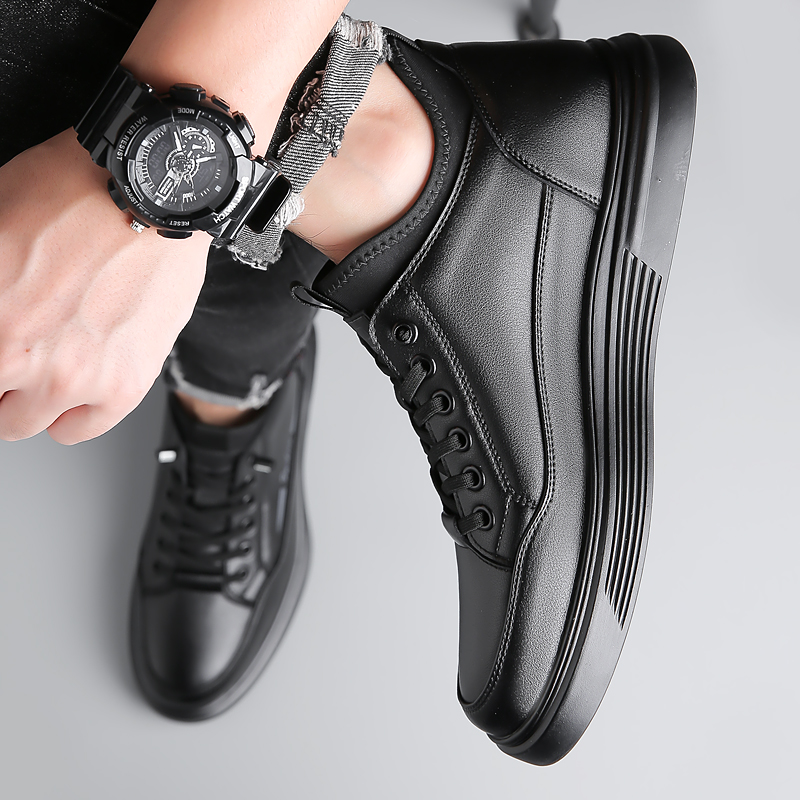 男士内增高10cm8cm6cm休闲皮鞋真皮运动板鞋加绒隐形增高鞋男百搭 - 图3