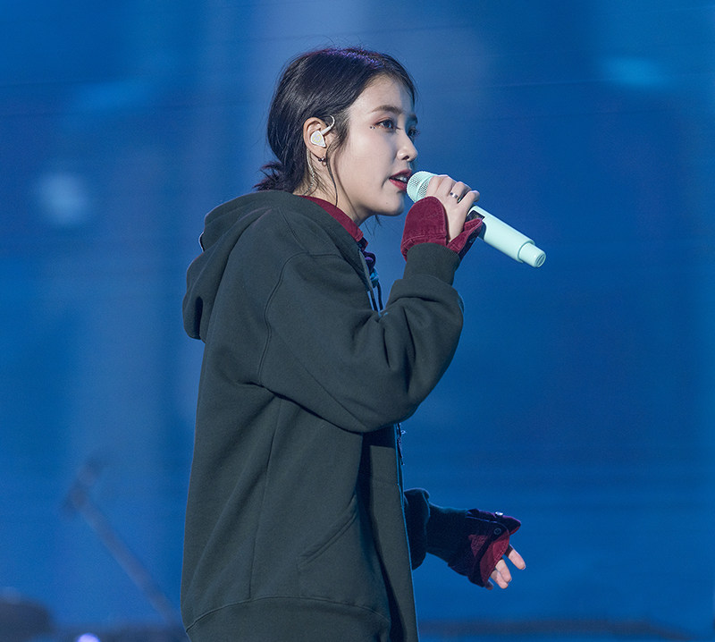 iu李智恩明星同款演唱会绿色宽松字母刺绣套头连帽加绒卫衣外套女