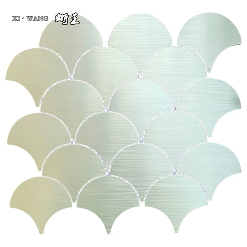 Чешуя дракона для ванной комнаты Интернет знаменитости мозаика наклейка на стену рыбья чешуя веерообразный фон настенная барная стойка для ванной комнаты металлическая матовая декоративная наклейка