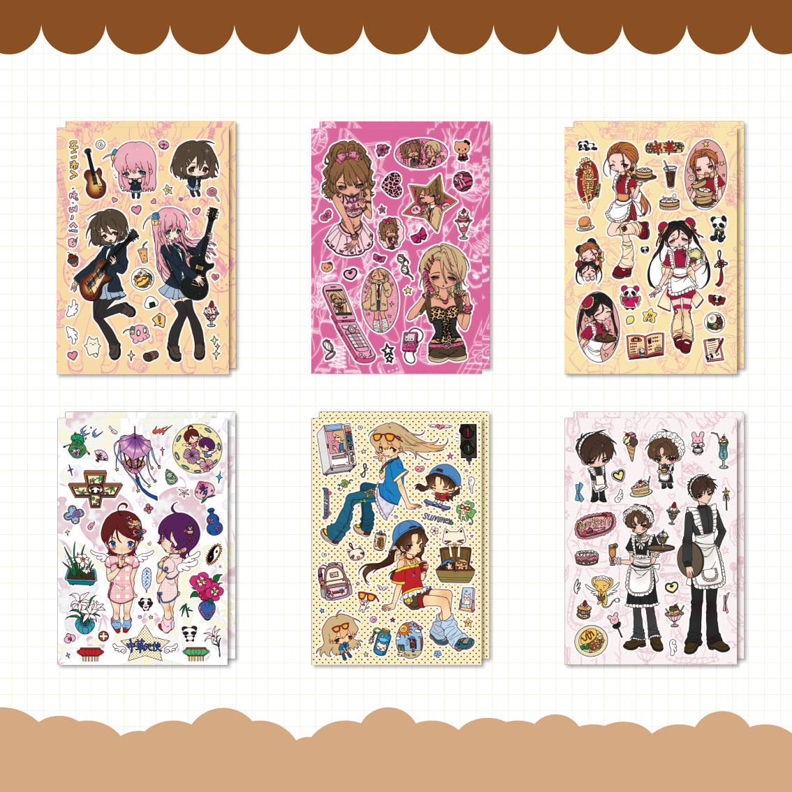 Lazixing new summer style character stickers Japanese and Korean girl handbook Guka mobile phone diy stickers