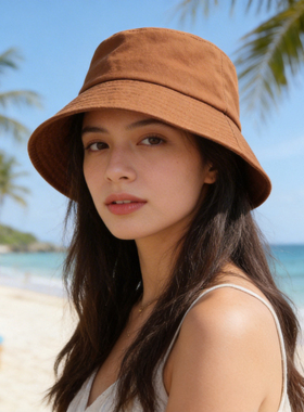 女士春夏防晒纯棉渔夫帽
