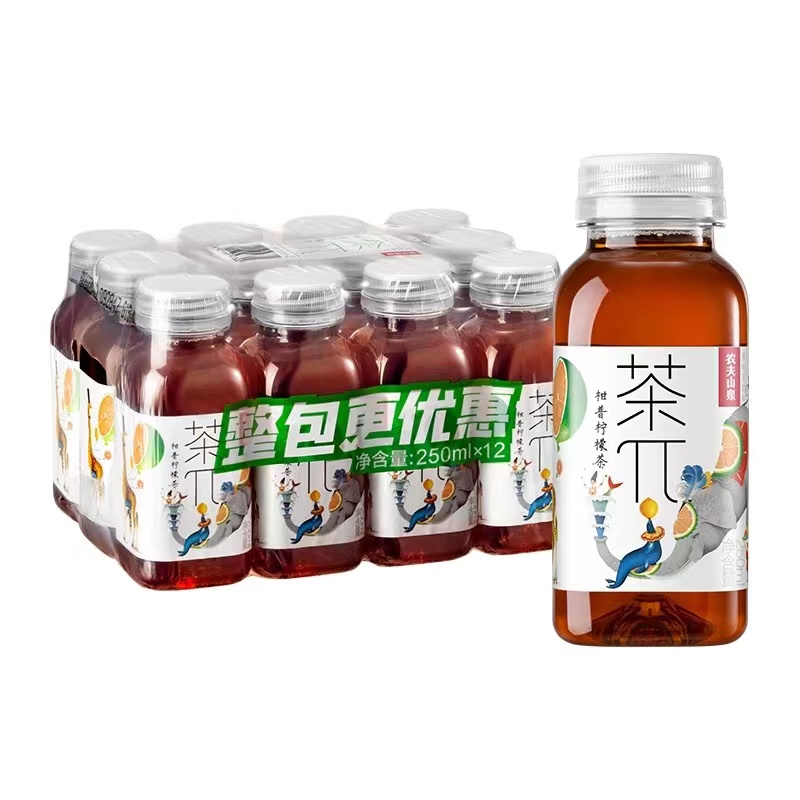 农夫山泉茶派250m*12瓶果味茶饮料迷你口袋装蜜桃乌龙茶柠檬红茶 - 图0