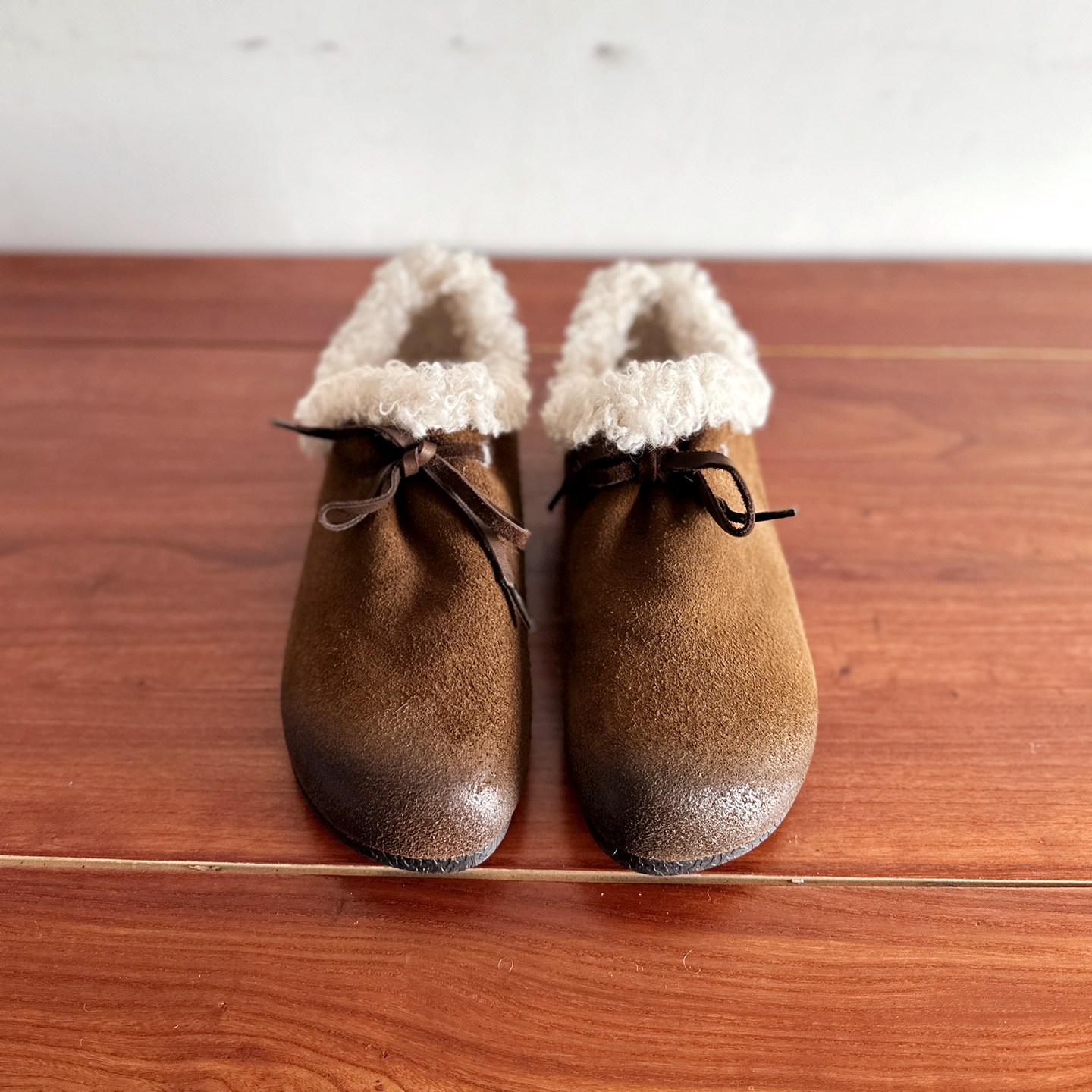 【烁掌柜】复古文艺范手工真皮女鞋头层牛反毛皮保暖舒适系带棉鞋 - 图3