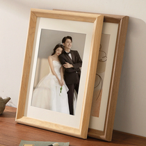 Solid wood photo frame hanging wall 16 inch 20 inch poster frame mounting child wash photo made into wedding photo swing table custom