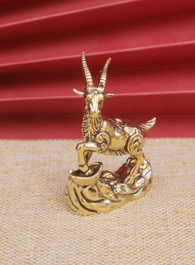 新款黄铜踩元宝羚羊客厅茶桌摆件装饰元宝羚羊家居办公室桌面摆件