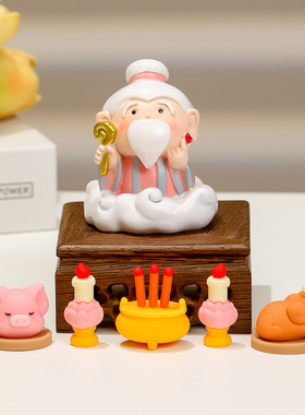 贡品五件套桌面神仙摆件五路财神欢喜小神仙家居桌面装饰卡通公仔