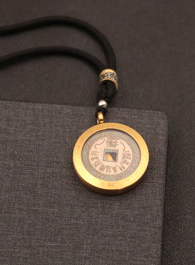 九字真言吊坠复古国潮朱砂铜钱项链男女款平安扣项链文玩挂件