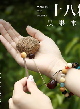 新中式灵隐十八籽手串多宝菩提手链天然果壳木鱼文玩解压挂件