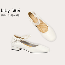 Lily Wei Shallow Mouth Single Shoes 2023 Fall New Gentleness Late Night Shoes Wedding Shoes Mary Rare Shoes Big Code 41-43