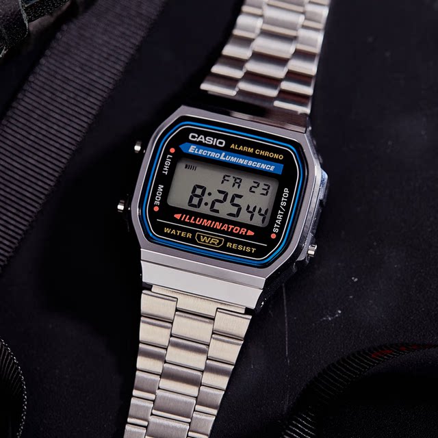 Casio watch men's retro small square small silver nugget student sports waterproof women's watch electronic watch A168WA-1