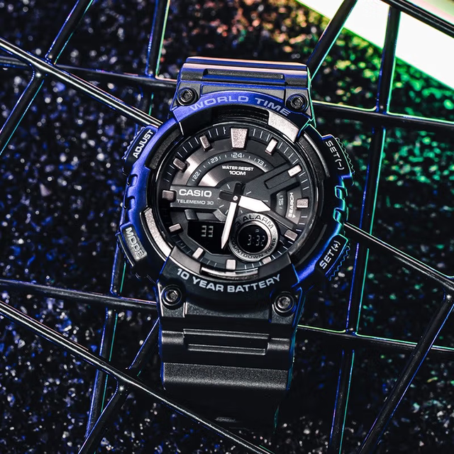 Casio watch male student classic retro CASIO Black Warrior sports waterproof watch AEQ-110W-1B