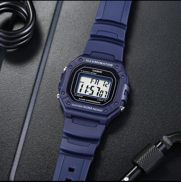 CASIO Casio watch for male and female students w218h waterproof sports square dual display electronic watch W-218H-2A